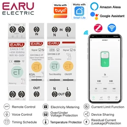 TUYA WiFi ZigBee MCB Smart Circuit Breaker Over Current Under Voltage Protection Power Metering 1-63A Remote Control Switch 1P+N