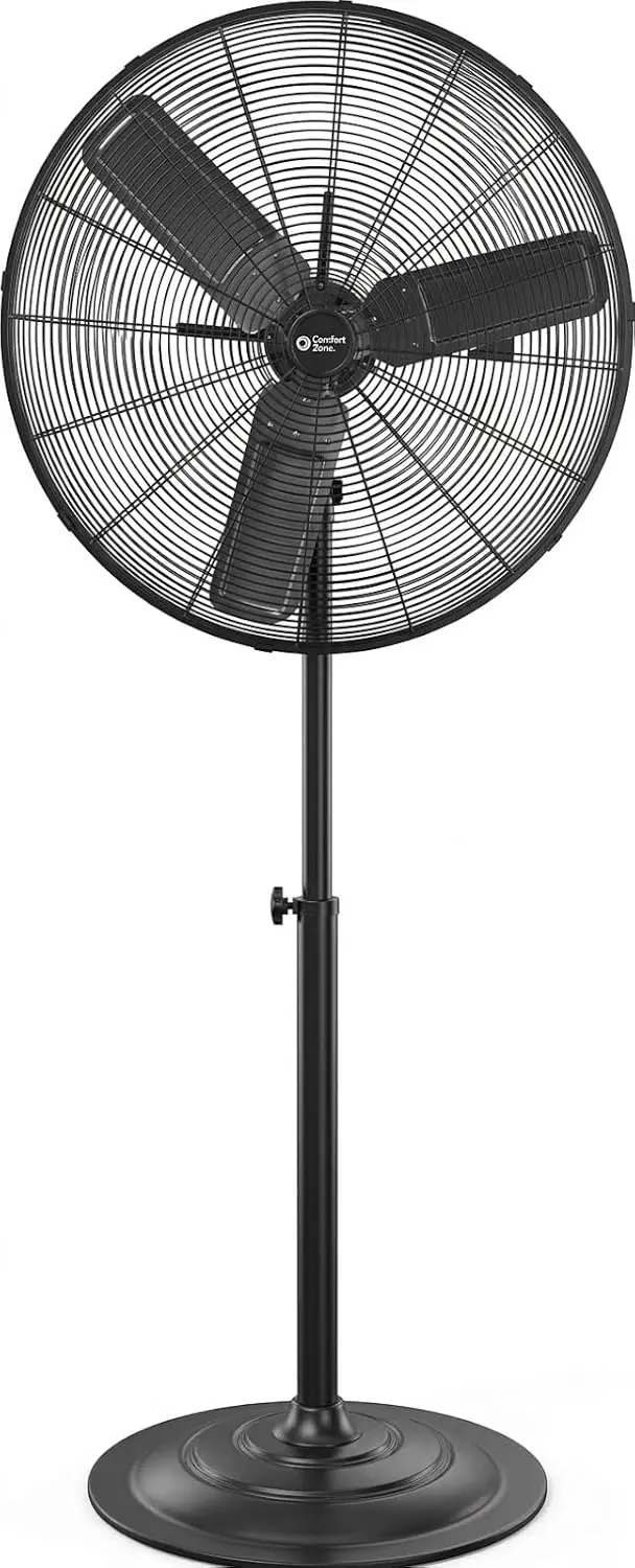 

30 Inch Industrial Pedestal Fan, 3 Speed High Velocity, Adjustable Height 56-76 Inches, Metal Construction for Garage Workshop