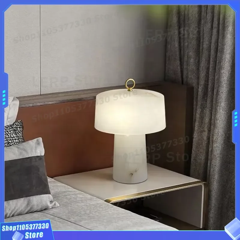 Modern Alabaster Mushroom Desk Lamp Marble Bedside Night Light for Bedroom Living Room Study Reading Table Designer Home