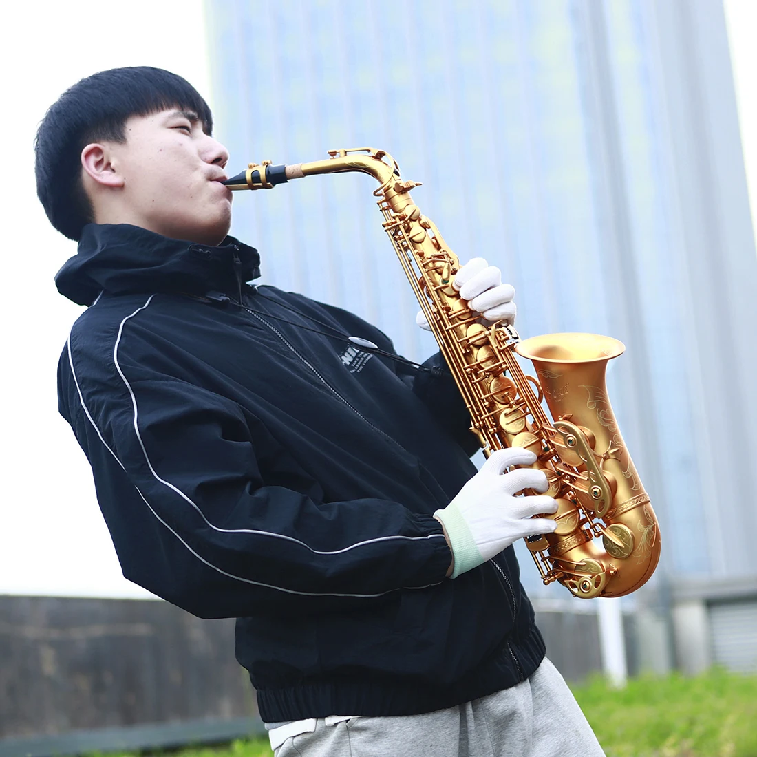 High-Grade Matte Gold Eb Gold Professional Brass Metal Wind Instruments Alto Saxophone With Case