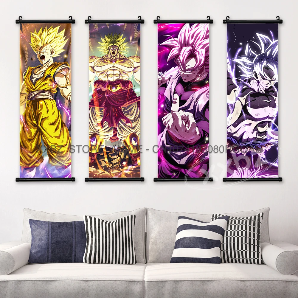 Dragon Ball Z Scrolls Picture Anime Home Decoration Hanging Painting Cartoon Gohan Poster Saiyan Wall Art Vegeta For Living Room