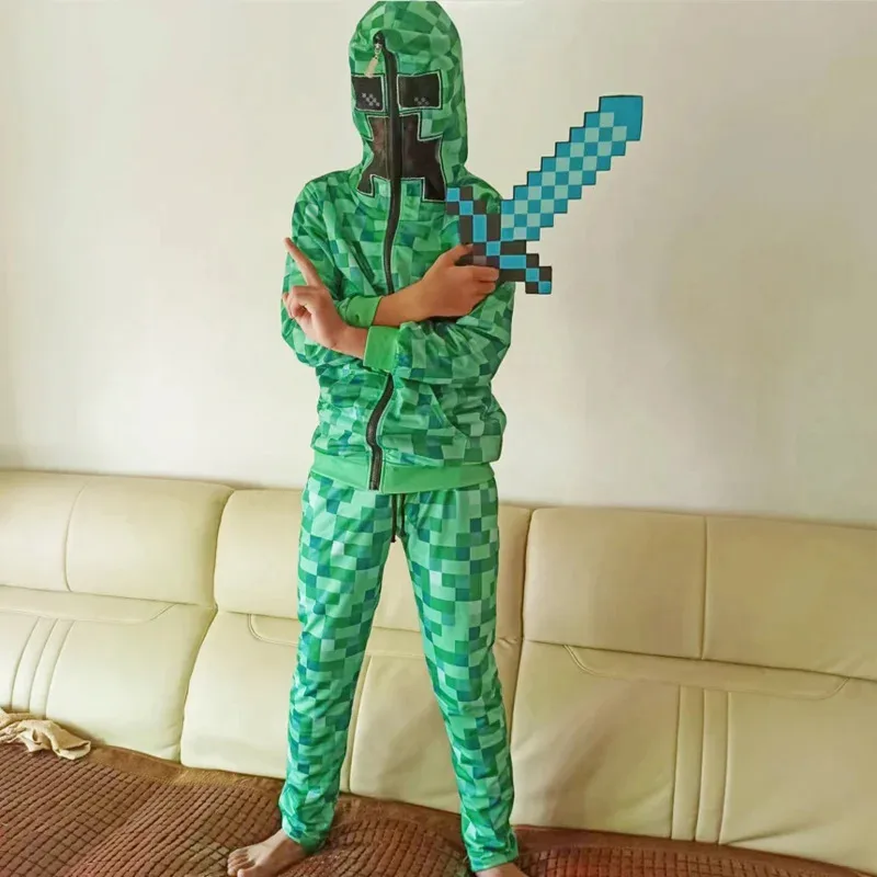 2025 yiyi2025yiyiChildren Halloween Crawler Cosplay Engraçado Moletom Com Capuz Terno Crianças Festa de Aniversário Jaqueta Creeper Anim