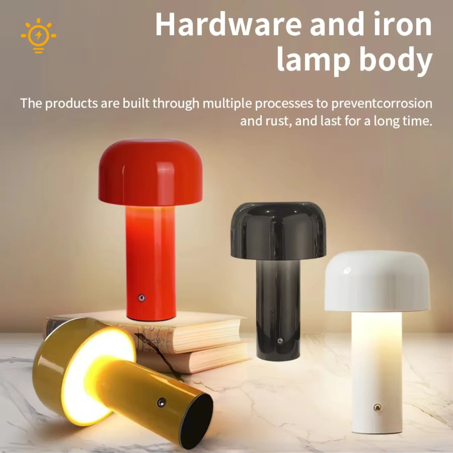 

Rechargeable Mushroom Table Lamp Portable Atmosphere Lamp Bedside Desk Lamp Cafe Restaurant Decor Night Light