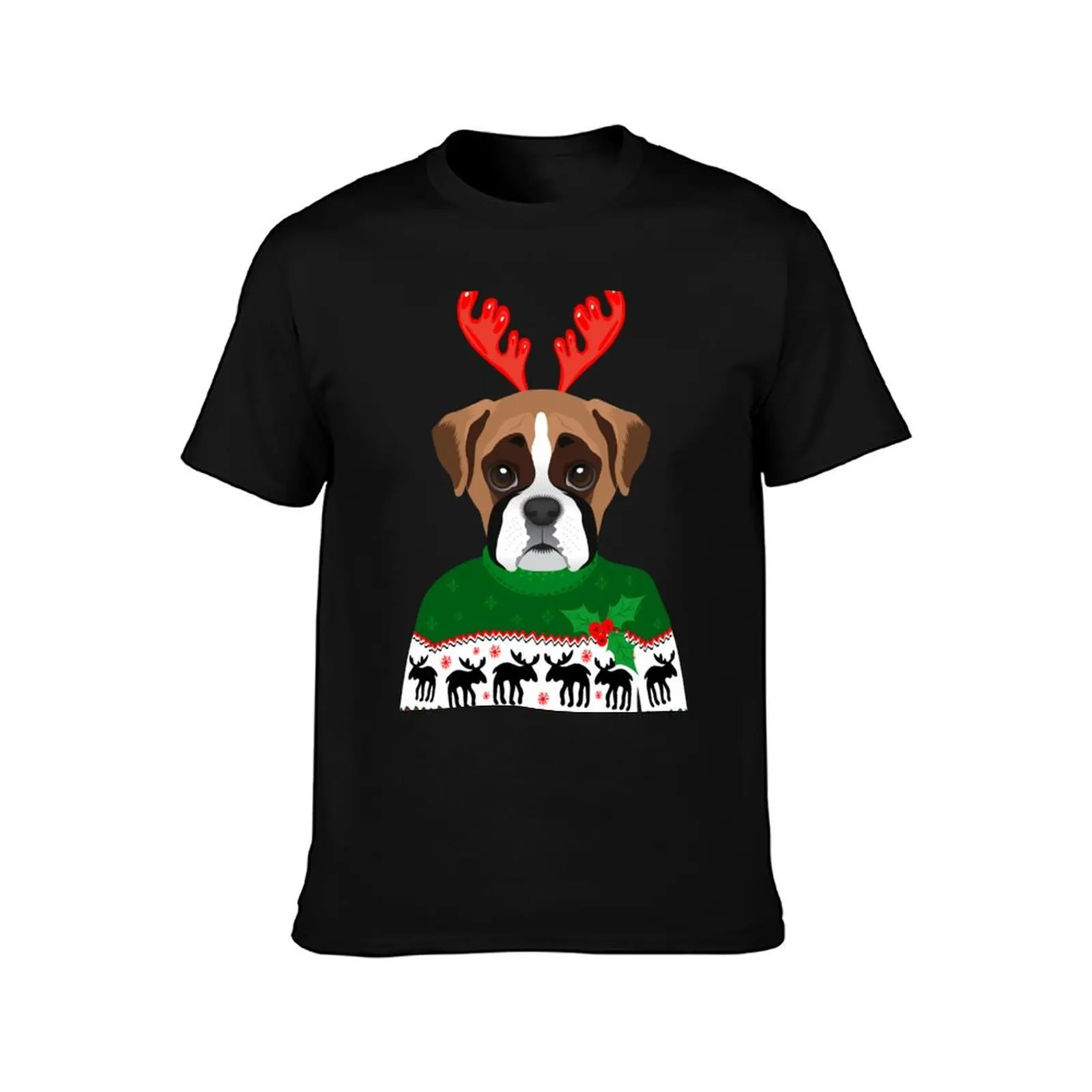 Boxer Holiday Xmas Gift Dog Lover T-Shirt Summer Casual Cotton Tee Oversized Streetwear Tops Vintage Graphic Print
