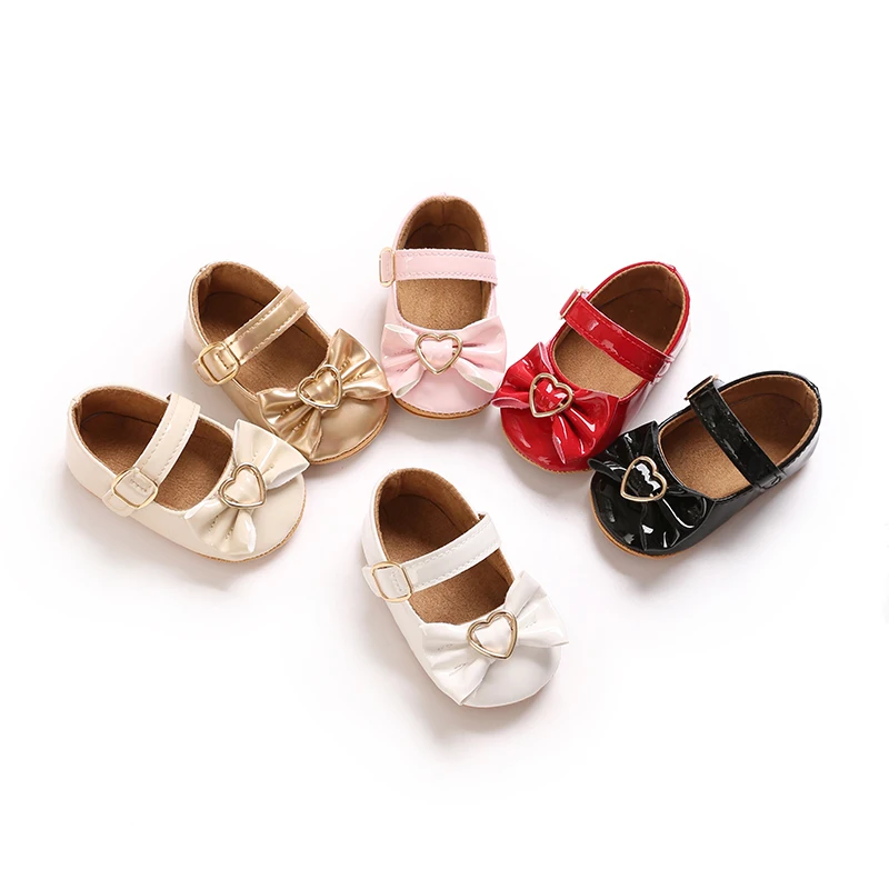 

Hot Sales New Baby Girls Shoes Princess Choreography Cute Bow PU Anti-slip Soft Rubber Bottom First Walker Toddler Crib Shoes
