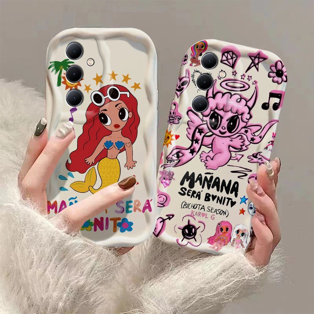 Karol G Manana Sera Bonito 3D Wave Phone Case For Samsung Galaxy S24 S23 S21 S20 FE Plus Ultra 4G 5G Soft Silicone Back Cover