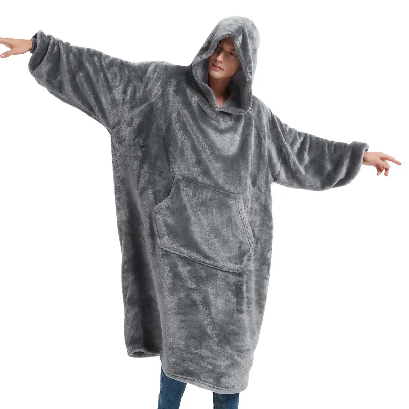 Long Length Home Clothes Double-sided Flannel Nightgown Suitable for Couples To Wear in Autumn and Winter Lazy TV Blanket