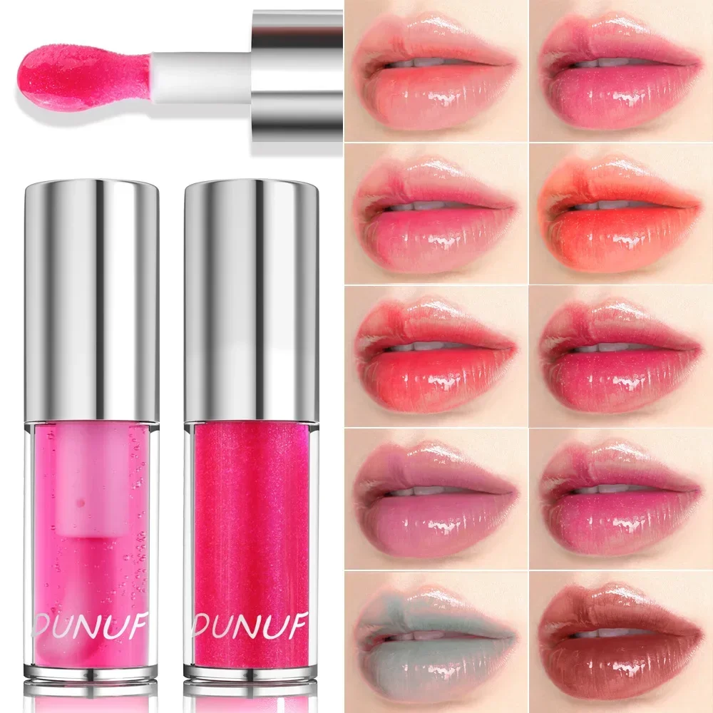 Dunuf pérola glitter lábio esmalte de longa duração hidratante plumping gloss matiz labial óleo maquiagem espelho água luz batons líquidos