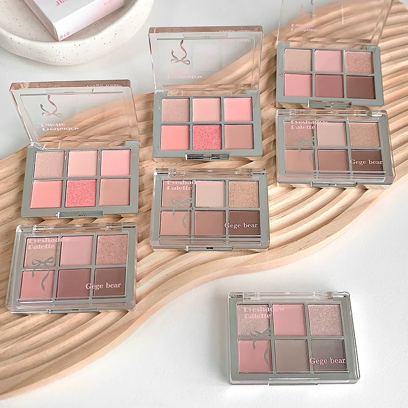 لوحة ظلال عيون مكونة من 6 ألوان من Gege Bear غير لامعة بيرليسسينت لون الأرض ترتر ظلال عيون تدوم طويلاً ولوحة كونتور #4