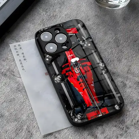 럭셔리 포뮬러 1 F1 자동차 폰 케이스 아이폰 17 프로 맥스 14 플러스 12 미니 11 13 15 X XR XS 16 플러스 SE 유리 커버