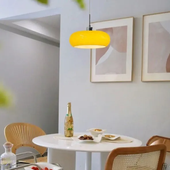 Pendant Light Dining Nordic Vintage Bar Bedroom Guesthouse Mid Century Cream Colored Egg Tart Shaped Restaurant Lamp