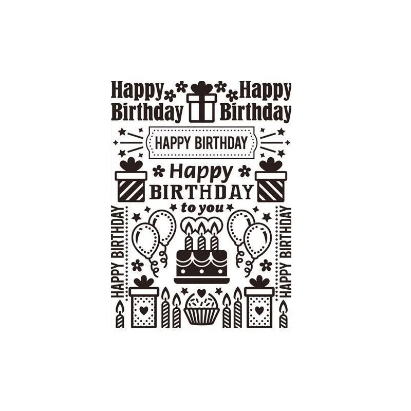 Balloons Gift cake Happy Birthday Plastic Embossing Folders for Scrapbooking Cards Making New 2026 Template Molds Stamp Stencils