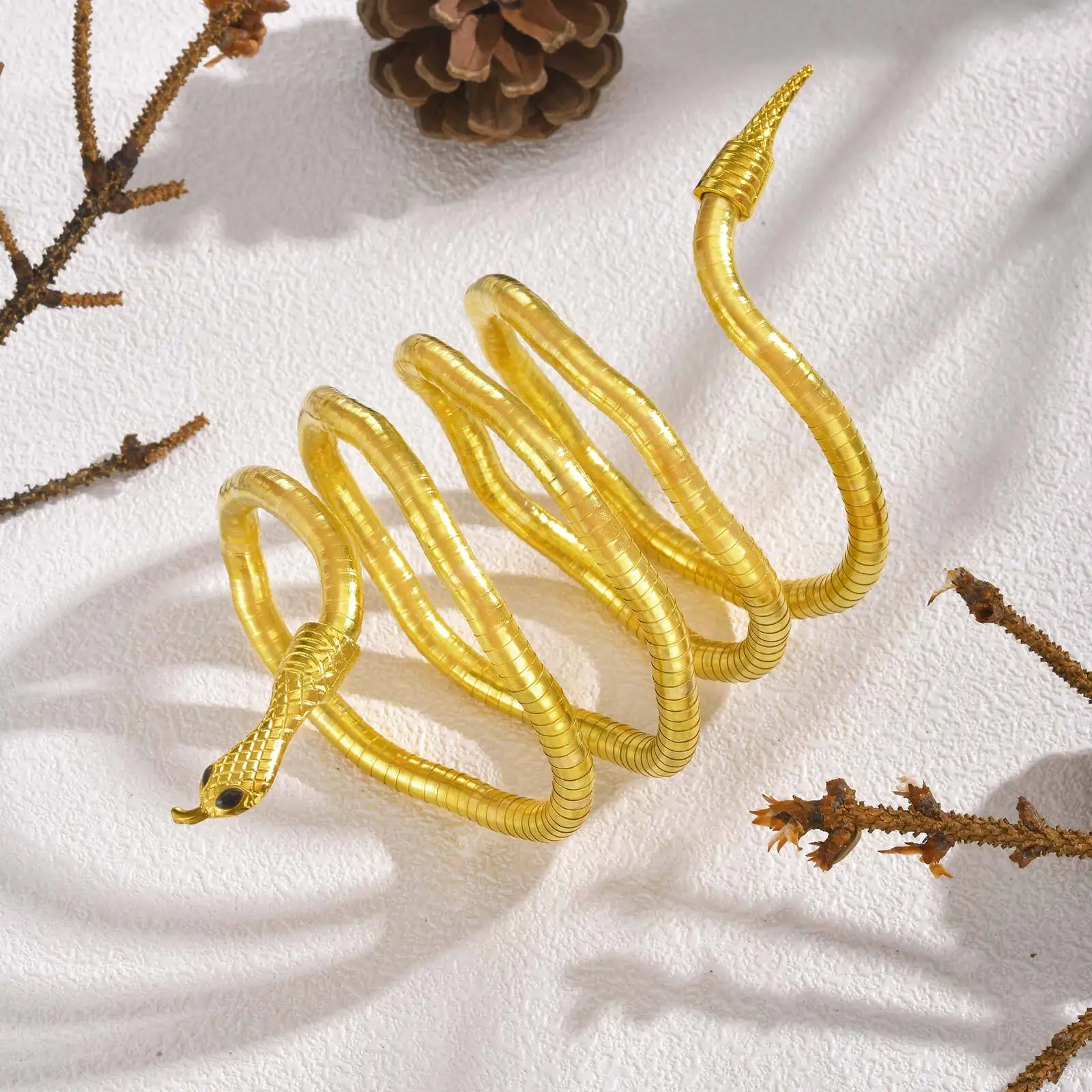 Vnox Personality Trendy Snake Necklaces for Women, Layered Medusa Wristband, Flexiable Adjust Metal Chain Collar Gift