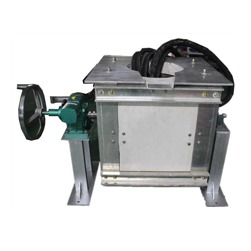 

Hitfar Machinery 50Kw Medium Frequency Induction Heating 50KG Steel Mini Melting Tilting Furnace