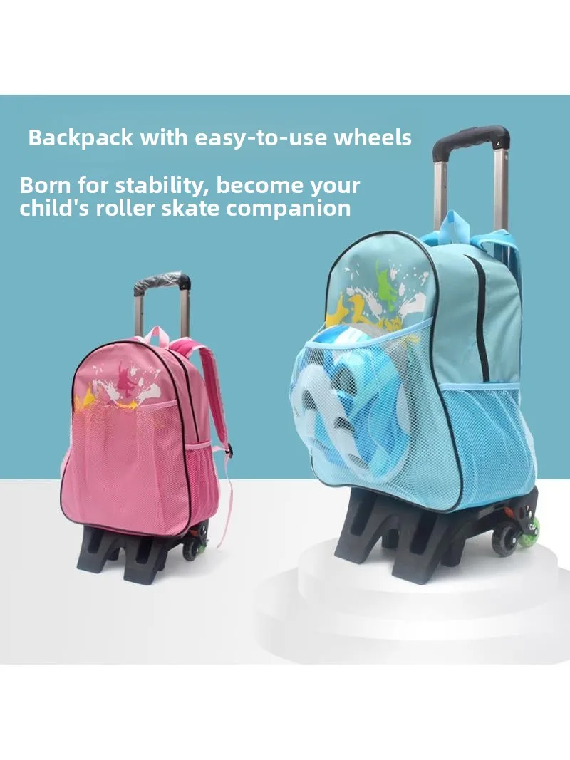 子供用プロフェッショナルローラースケートバックパック収納バッグダブルショルダーバッグアイススケートバッグローラースケートバッグハンドバッグ