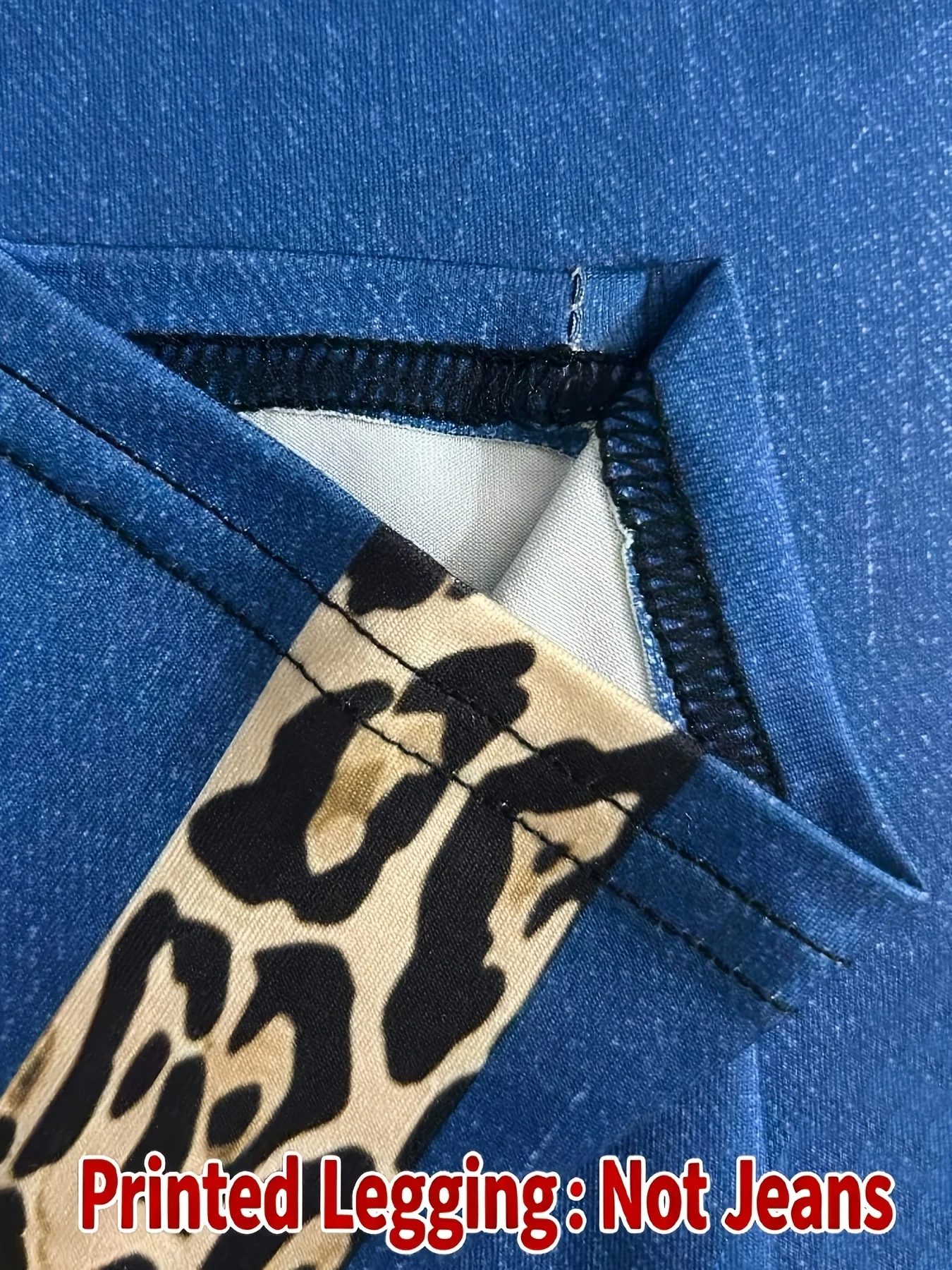Bedruckte Leggings für Damen, kein Denim-Stoff, Hosen mit aufgesetzter Tasche und Knopfdruck-Design, hochelastisch, modisch, schmal geschnitten, lässig. – Detail 6