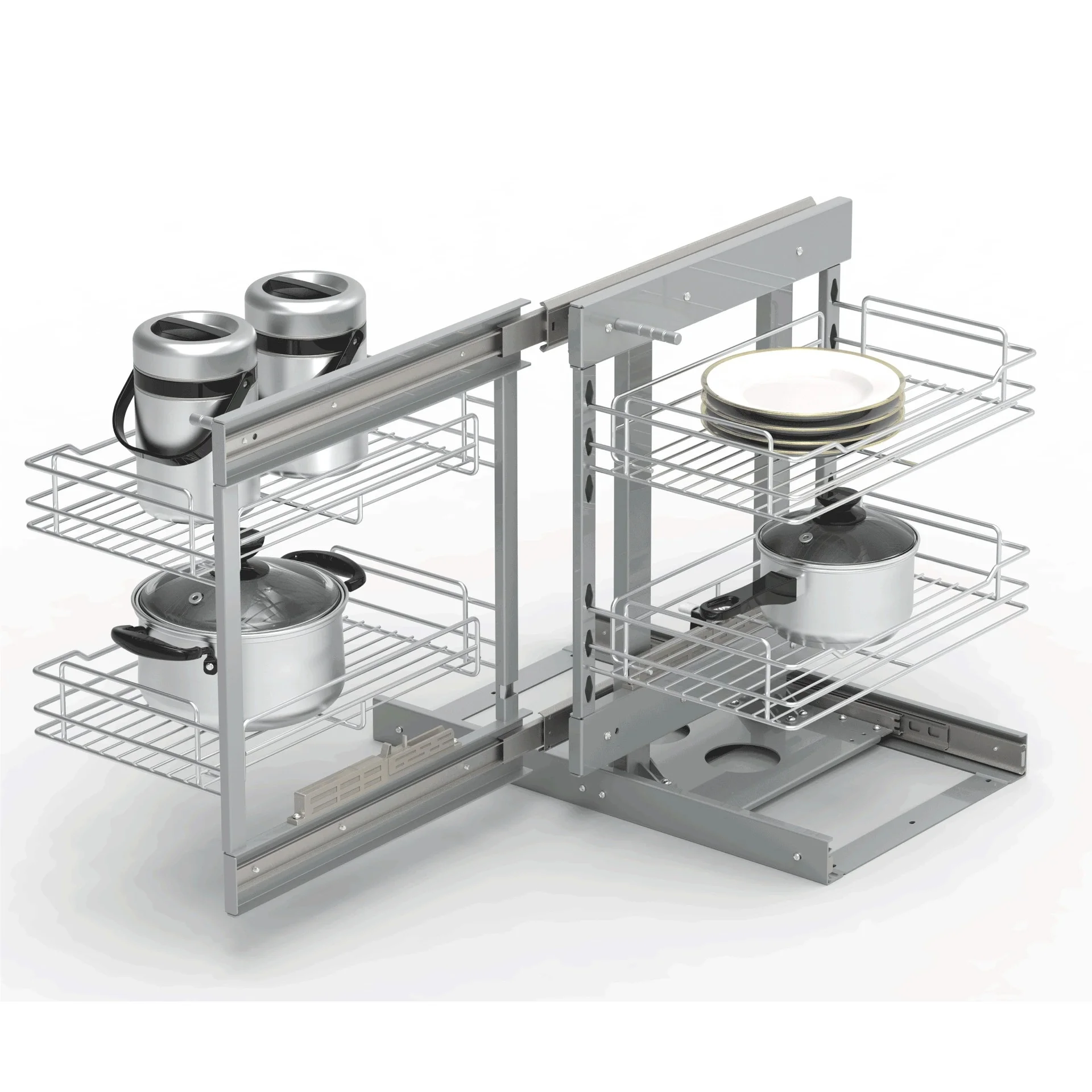 -oo Kitchen Corner Cabinet Pull Out Basket Multi-Layer Blind Corner Organizer Large Capacity Dish Seasoning Storage Rack