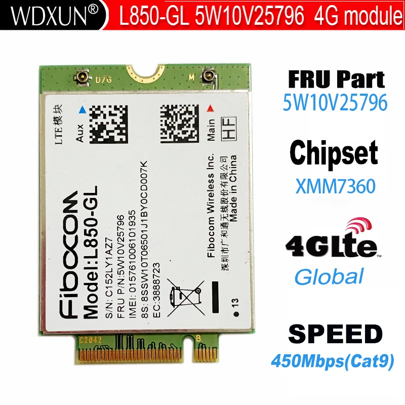 4G LTE ワイヤレスモジュール L850-GL 01AX792 5W10V25796 02HK709 M.2 WWANカード ThinkPad X1 Carbon X280 T580 L480 X1 Yoga Gen 3対応