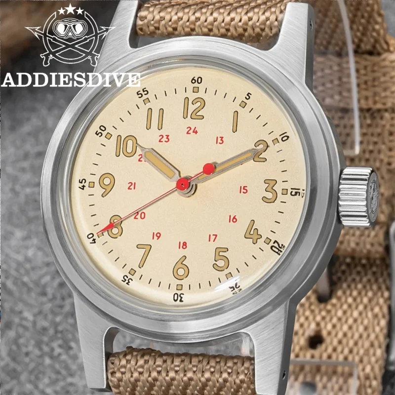 

ADDIESDIVE AD2076 36mm Men Mechanical Watch Bubble Mirror Glass C3 Green Luminous 200m Waterproof Automatic Watches