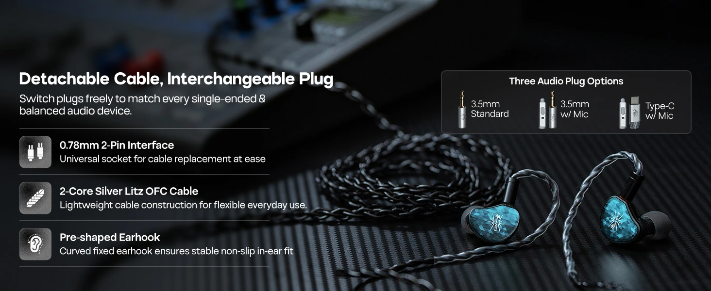 Linsoul Kiwi Ears Stardust 1DD+4BA Hybrid IEM mit ergonomischem Sitz und leichter Konstruktion – Detail 8