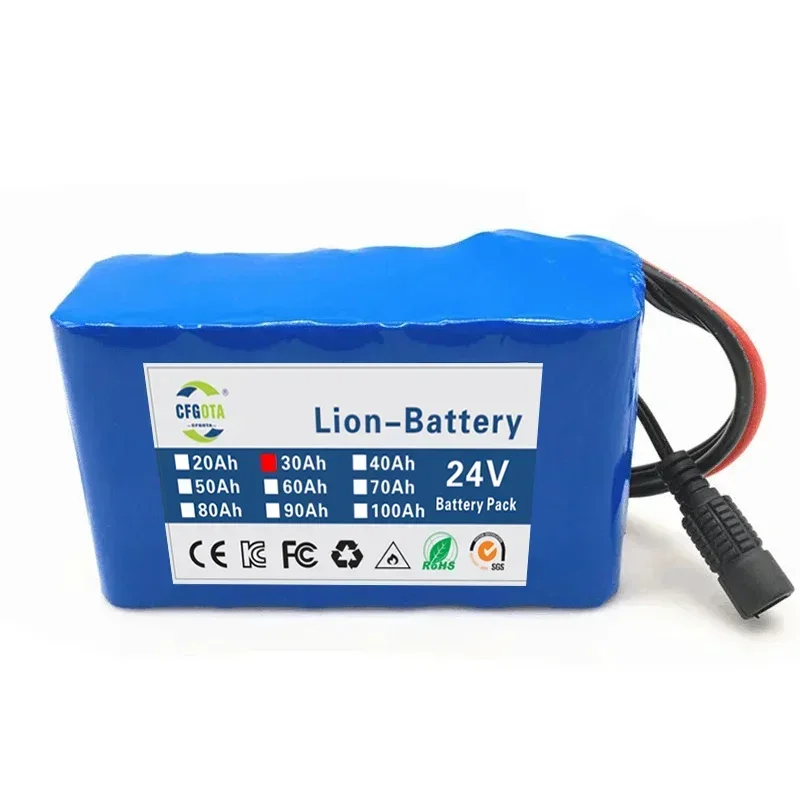 Paquete de batería de litio 25,2 V 24V 6S2P 40000mAh 18650 con BMS para bicicleta eléctrica, ciclomotor, enchufe opcional + cargador 2A