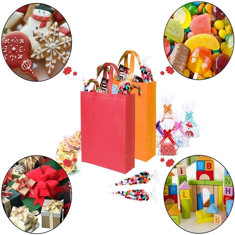 Reusable Non-woven Shopping Bag Eco-friendly Bag Handbag with Handle Solid Color Fabric Bag Birthday, Wedding Party Gift Bag