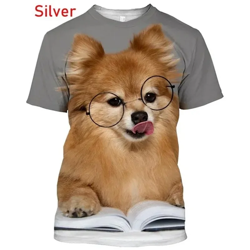 Cute Pomeranian Dog Graphic T Shirts Men Summer 3D Short-sleeve Printed Pet Tees Casual Round Neck Funny Animal Tshirt Tops