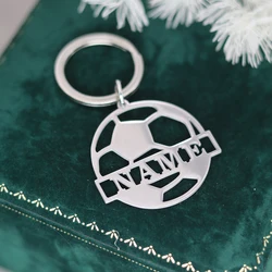 Custom Stainless Steel Football Soccer Name Keychain for Football Lover Personalized Jewelry Gift
