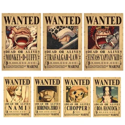 New Anime One Piece Luffy 3 Billion Bounty Wanted Posters Four Emperors Kid Action Figures Vintage Wall Decoration Poster Toys