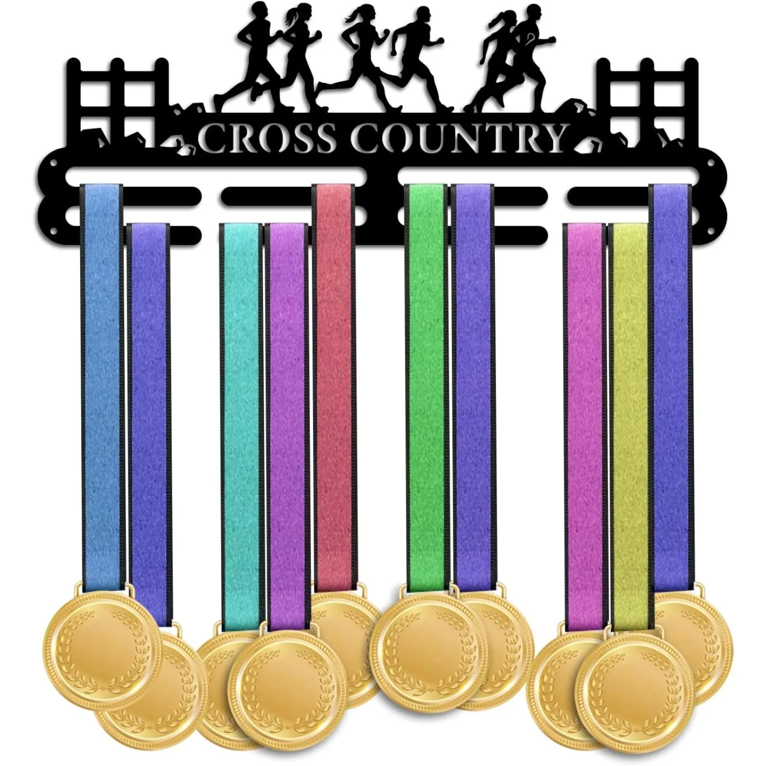 Metal Wall Art Decor, Aluminum Iron Medal Hanger Display for Sports Running Awards Ribbon