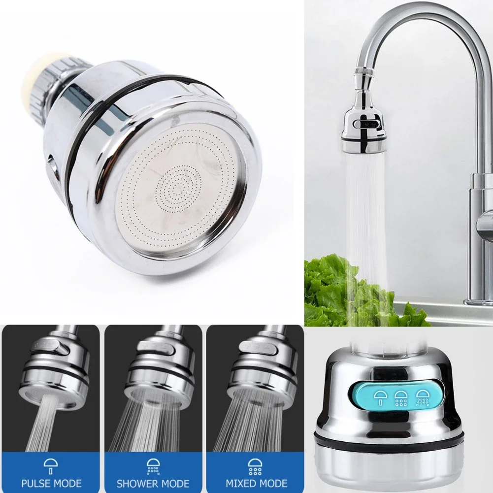 

Universal 360° Rotatable Mixer Aerator Kitchen Faucet Aerator 3 Modes Pressurized Splash Water Saving Nozzle Faucet Connector