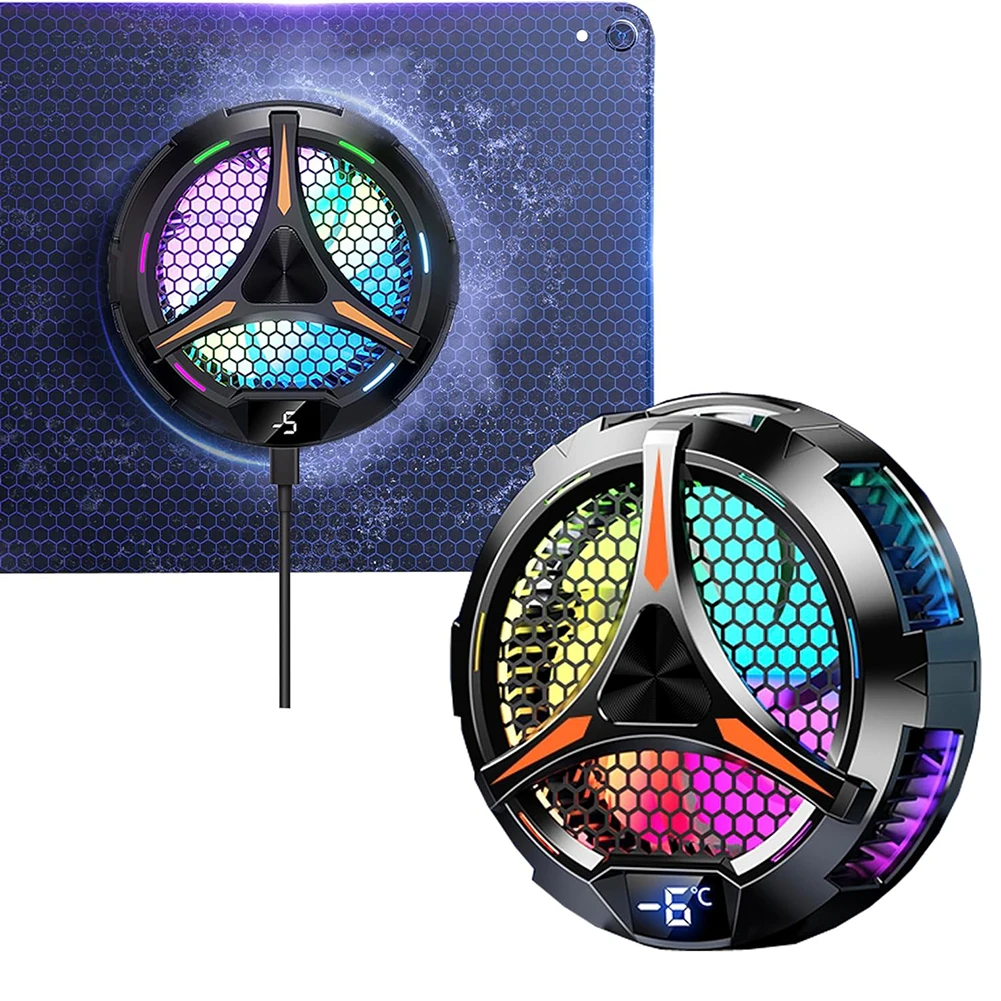 

Magnetic Universal Tablet Cooler with Temperature Display for iPad Cooling Fan RGB Lighting Radiator Cooler for Dedicated Tablet
