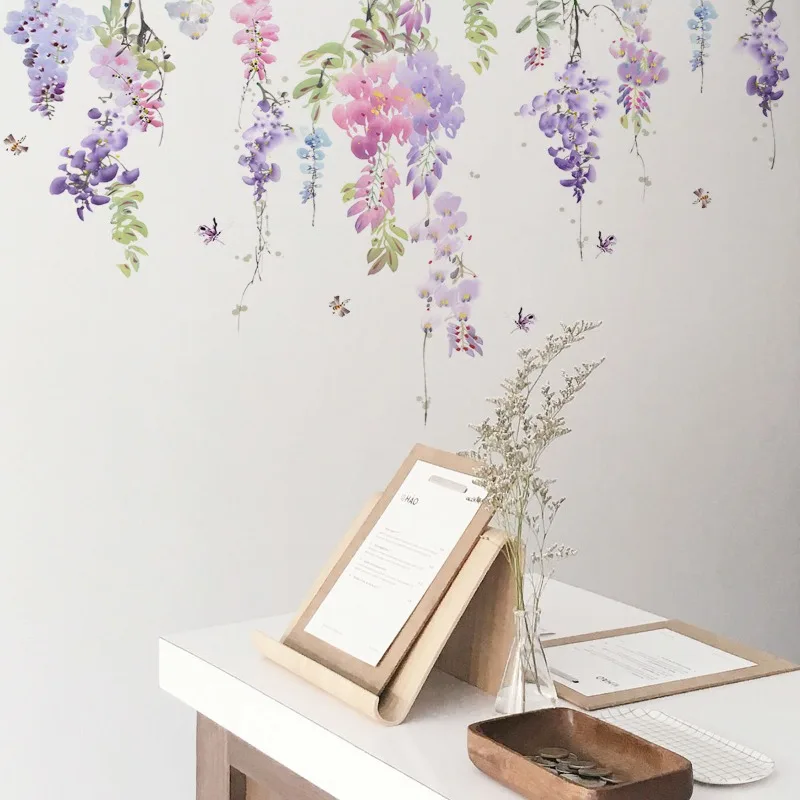 Flower Plants Floral Wall Stickers Home Room Decoration Bedroom Adhesive Wallpaper Wall Furniture Door House Interior