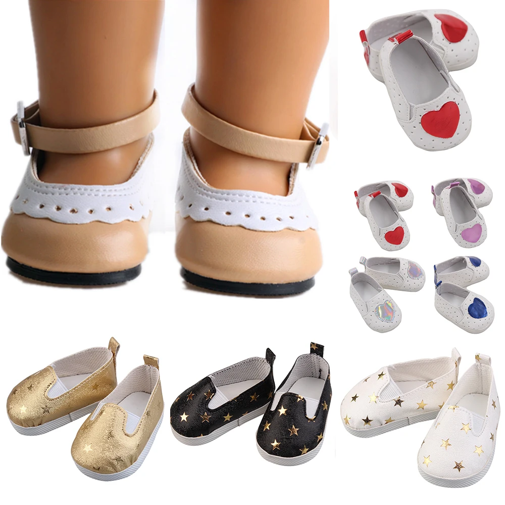 

7cm PU Shoes Fit 18" American&43cm Dolls Mini Pink Blue Rose-red Doll Shoes Clothes Accessories for Our generation