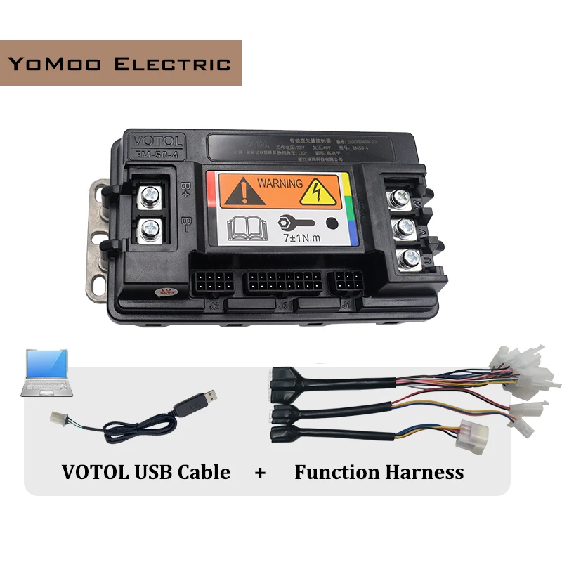 

Контроллер синусоидального тока VOTOL EM50-4 Boost 80A BLDC мощностью 800-1200 Вт с USB-кабелем для электромотоциклов и скутеров QS