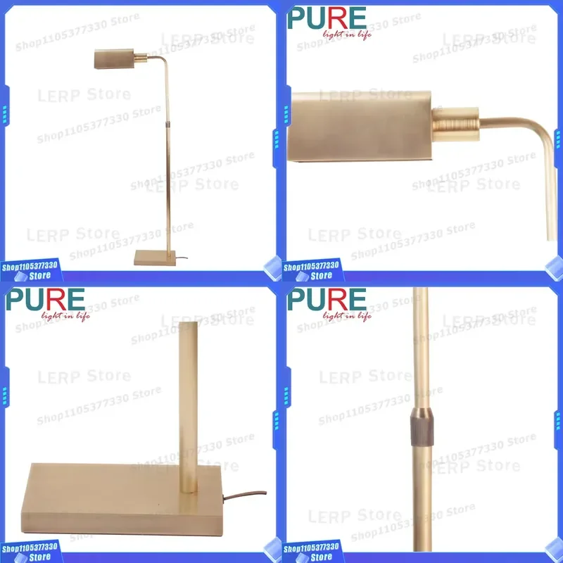 Modern Brass Floor Lamp Contemporary Standing Light for Hotel Lobby Living Room Decor Tall Metal Pole Lighting Fixture Home