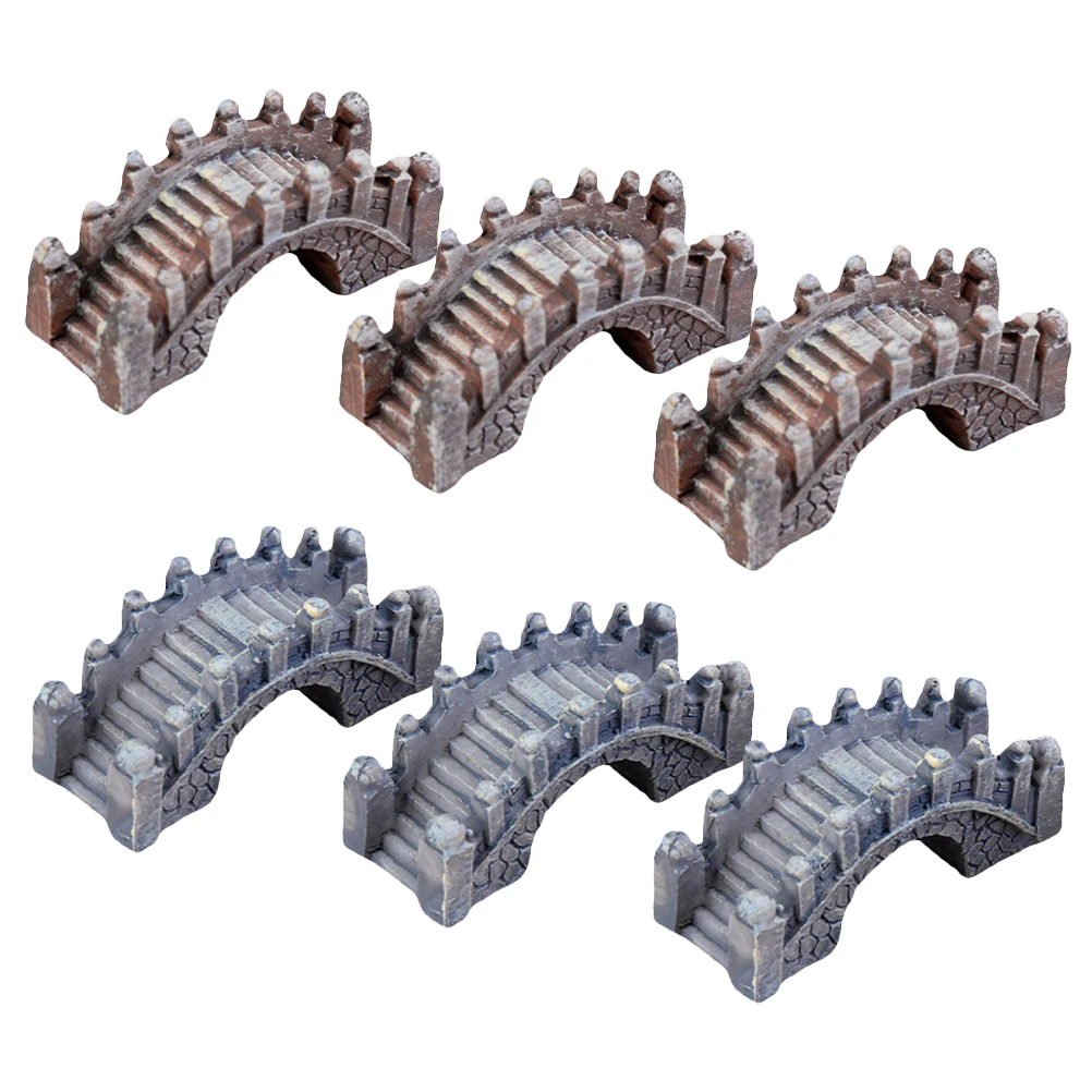 

6pcs Miniature Resin Arch Bridge Chinese Style Micro Landscape Adornments Aquarium Terrarium Decoration Garden Fairy Accessories