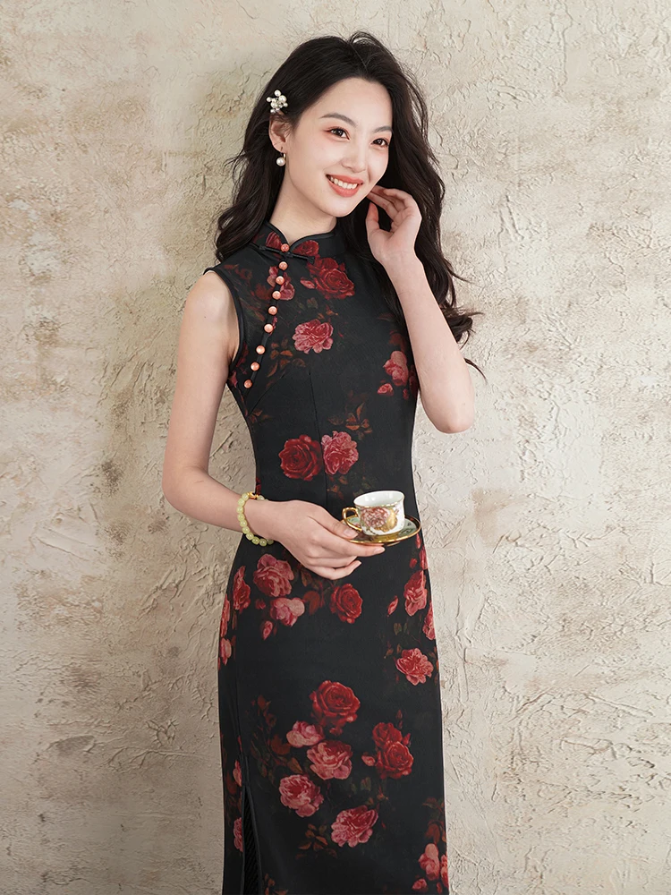 

Женское платье-ципао в стиле ретро с флагом порта Шанхай, приталенное, для повседневной носки, комфортное, дышащее, длинное, в китайском стиле