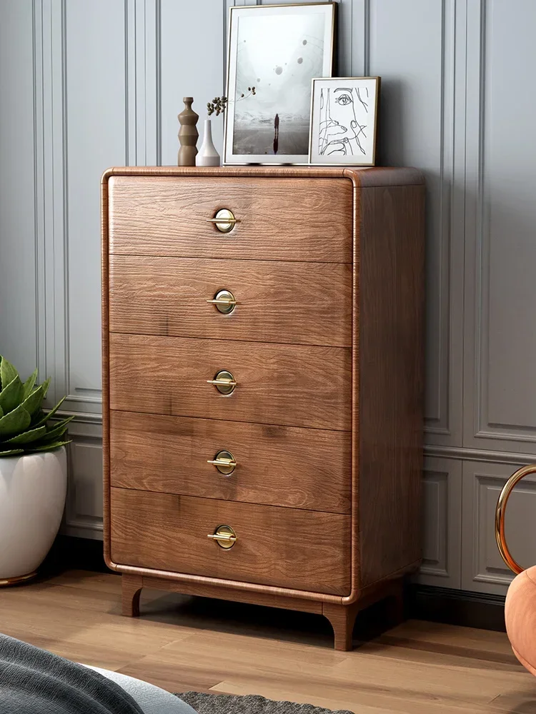 

New Chinese Style Solid Wood Living Room Entrance Five-Drawer American Bedroom Storage Five-Bucket Cabinet Locker