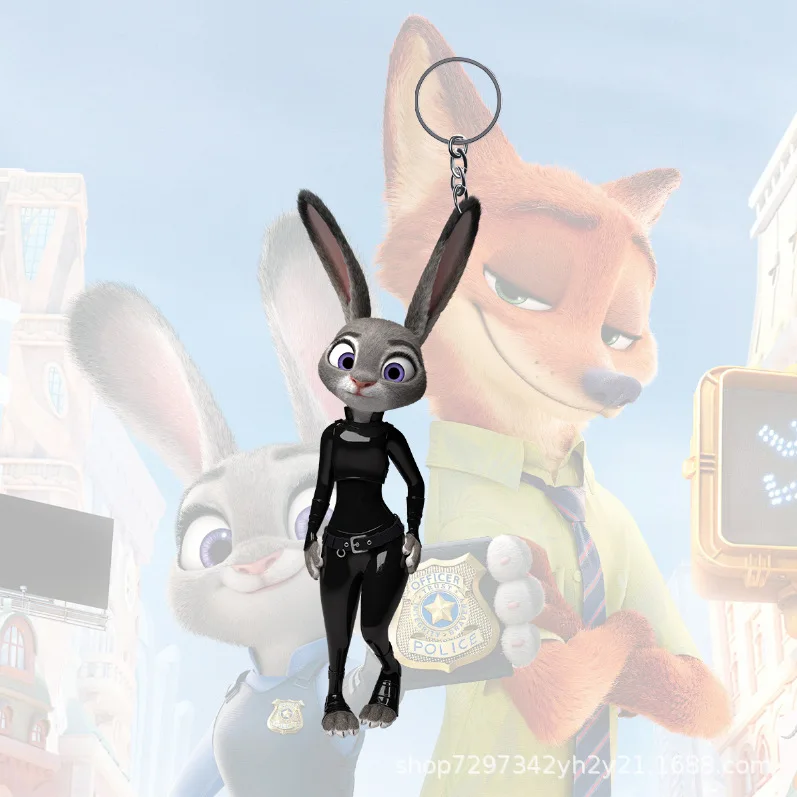 Zootopia keychains  animation peripherals cartoon peripheral acrylic  Judy the Fox and Rabbit for both men and women