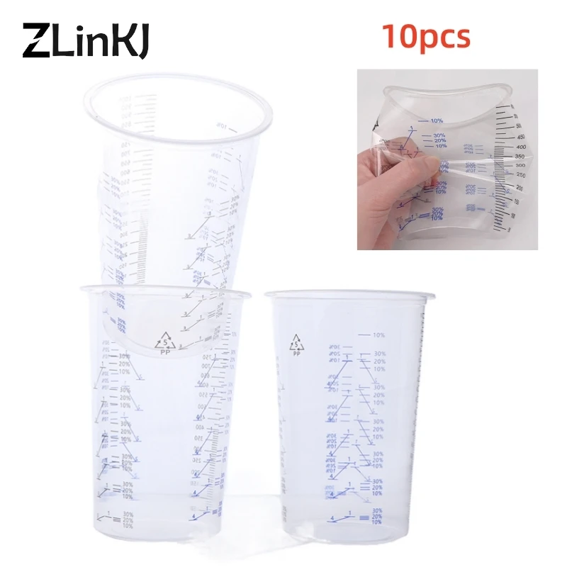 

10Pcs 1000ml Disposable Paint Mixing Calibrated Cup Transparent Graduated Cup Plastic Liquids Measuring Cups