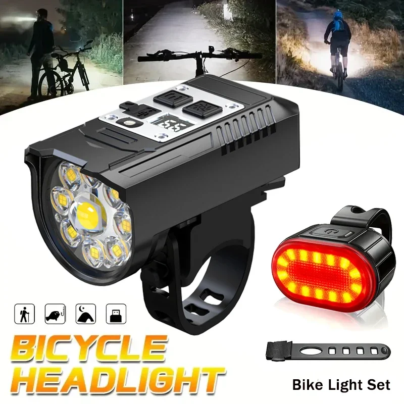 

9LED Cycling Torch Type C Rechargeable Bike Flashlight Ultralight Handlebar Lights Outdoor Whaterproof Lantern for Bicycle