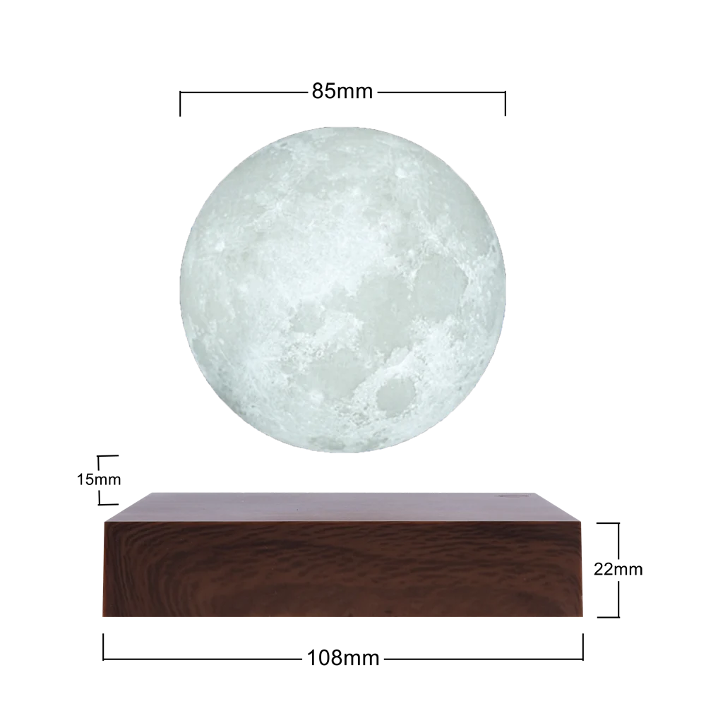 HCNT Magnetic Levitating Moon Lamp 3 Inches Levitation Luna Lamps Floating Night Light 3 Colors LED Room Decor Christmas Gift