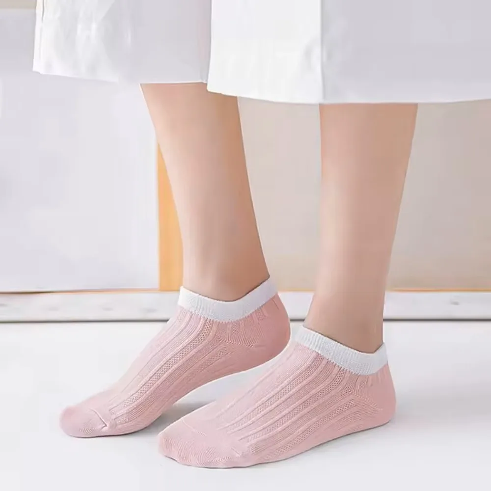 5 pares de nuevos calcetines cortos multicolores calcetines finos transpirables cómodos calcetines tobilleros que absorben la humedad para mujer