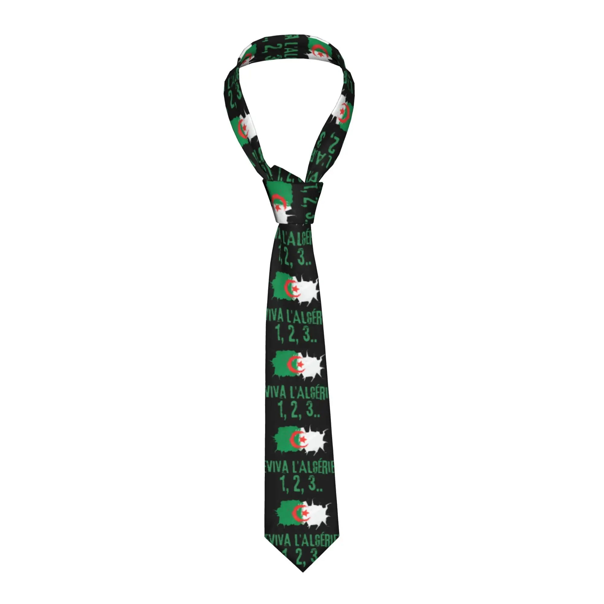Men's Tie Algerian Flag Algeria  Neck Ties  Novelty Casual Collar Tie Custom Cosplay Party High Quality Necktie Accessories