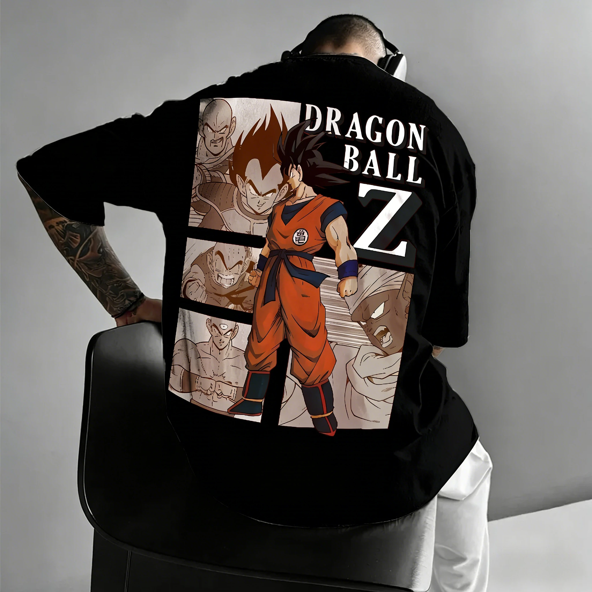 

Новая летняя мужская спортивная свободная и дышащая хлопковая футболка с круглым вырезом и короткими рукавами Dragon Ball Anime Goku Bandai 2026, летняя