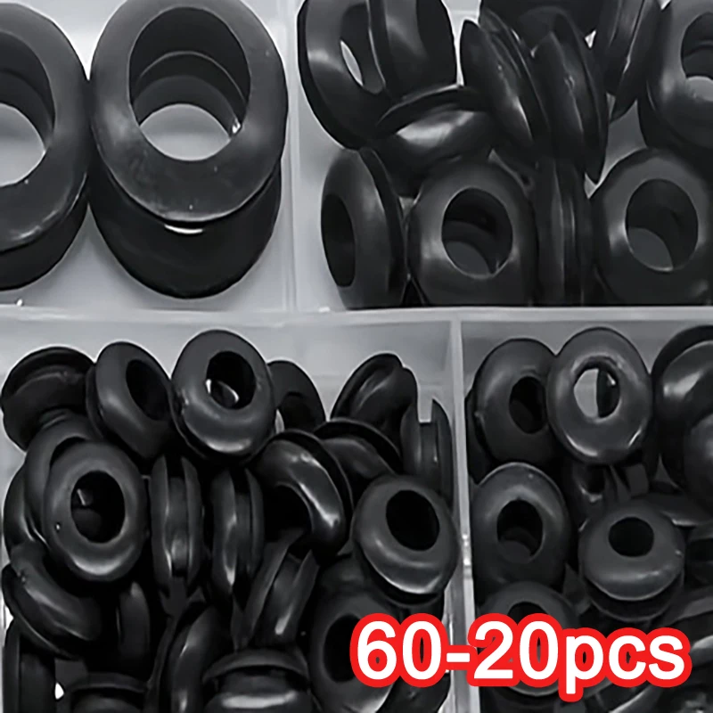 40/60/20 PCS Rubber O-Ring Sealing Gasket Combination Set For Furniture Cabinet Door Protection Wire Cable Rubber Ring Tool Set
