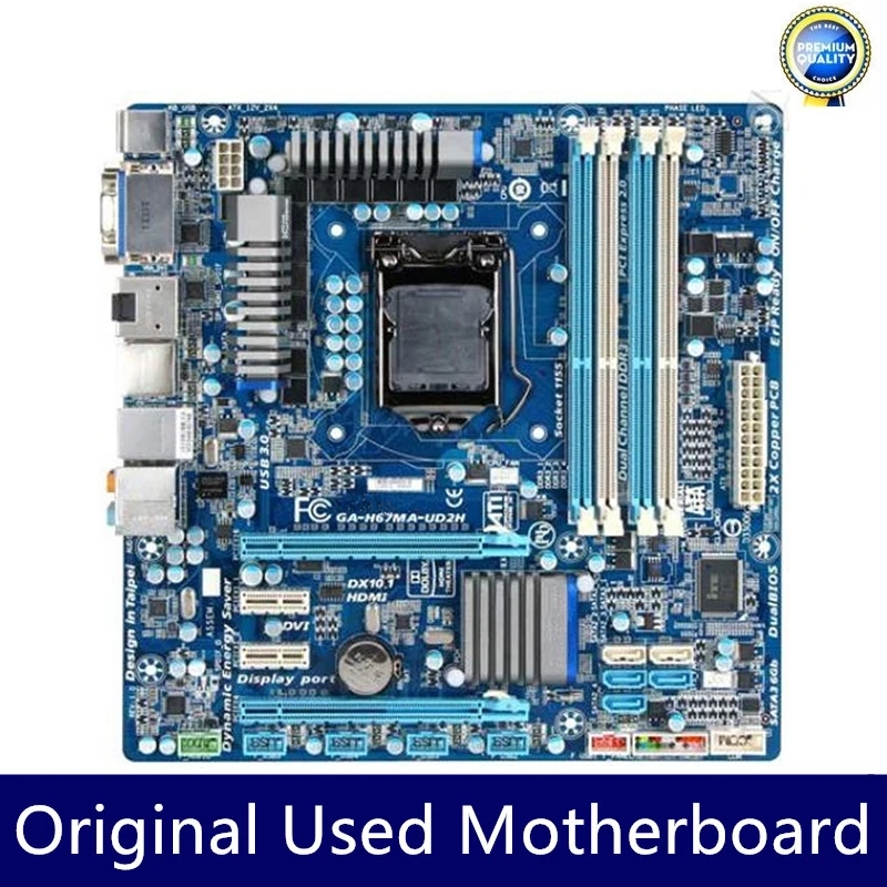 For Used GA-H67MA-UD2H H67MA-UD2H Motherboard Desktop LGA1155 H61 Socket LGA 1155 i3 i5 i7 DDR3 16G Original Mainboard