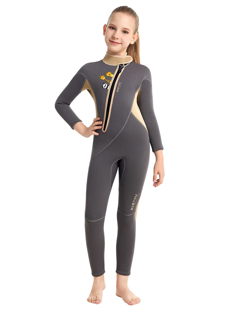 Neoprene Wetsuit for Children, Surfing Swimsuit Long Sleeves, Kids Diving Suit for Scuba, Swim, Wet Suits for Boys and Girls