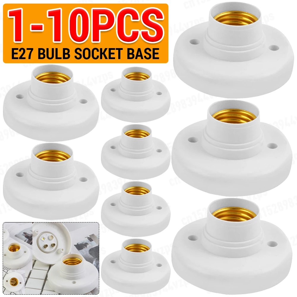 1-10PCS E27 Screw Cap Socket Ceiling Light Lamp Bulb Fixing Base Stand White Gold Light Bulb Holder Lamp Socket For Home 6A